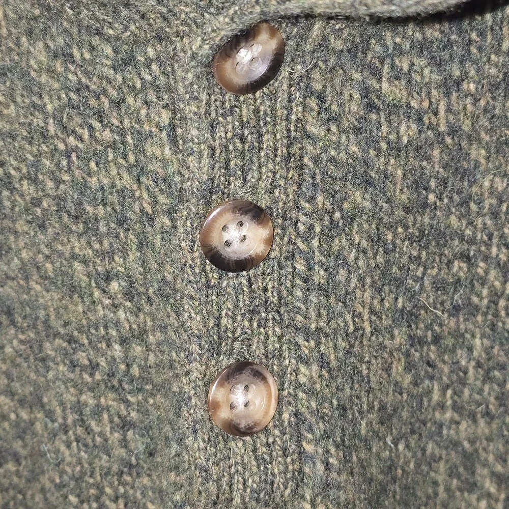L.L. Bean Lambswool Sweater XXL Tall Green Mock Neck Button Pullover Men’s